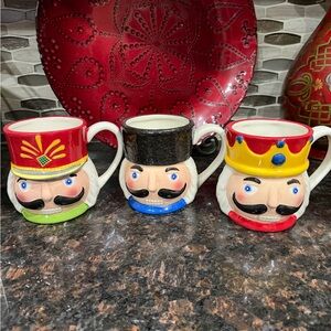 World Market Nutcracker Mug Trio - Red, Black, Blue